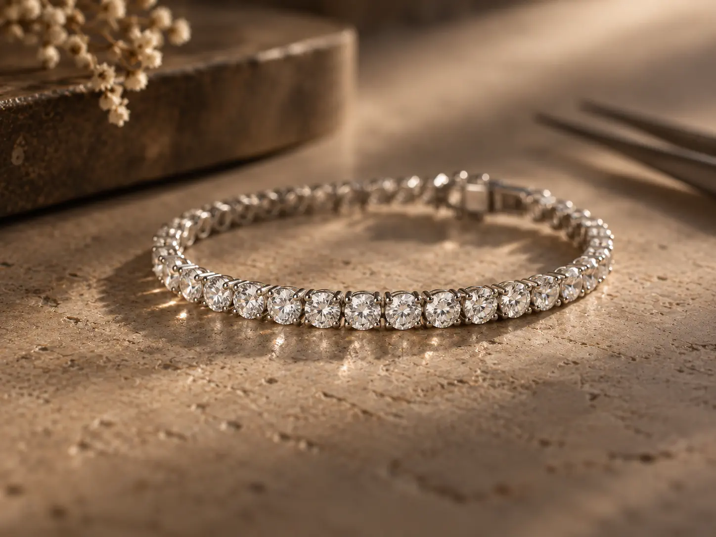 A natural diamond tennis bracelet