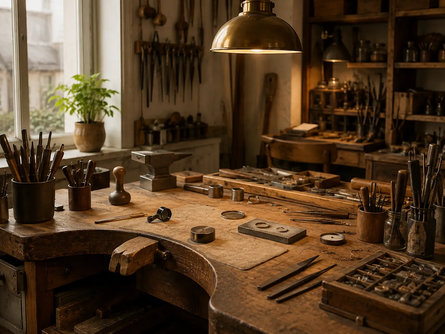 The goldsmith workbench inside Atelier Steenmeijer in Amsterdam