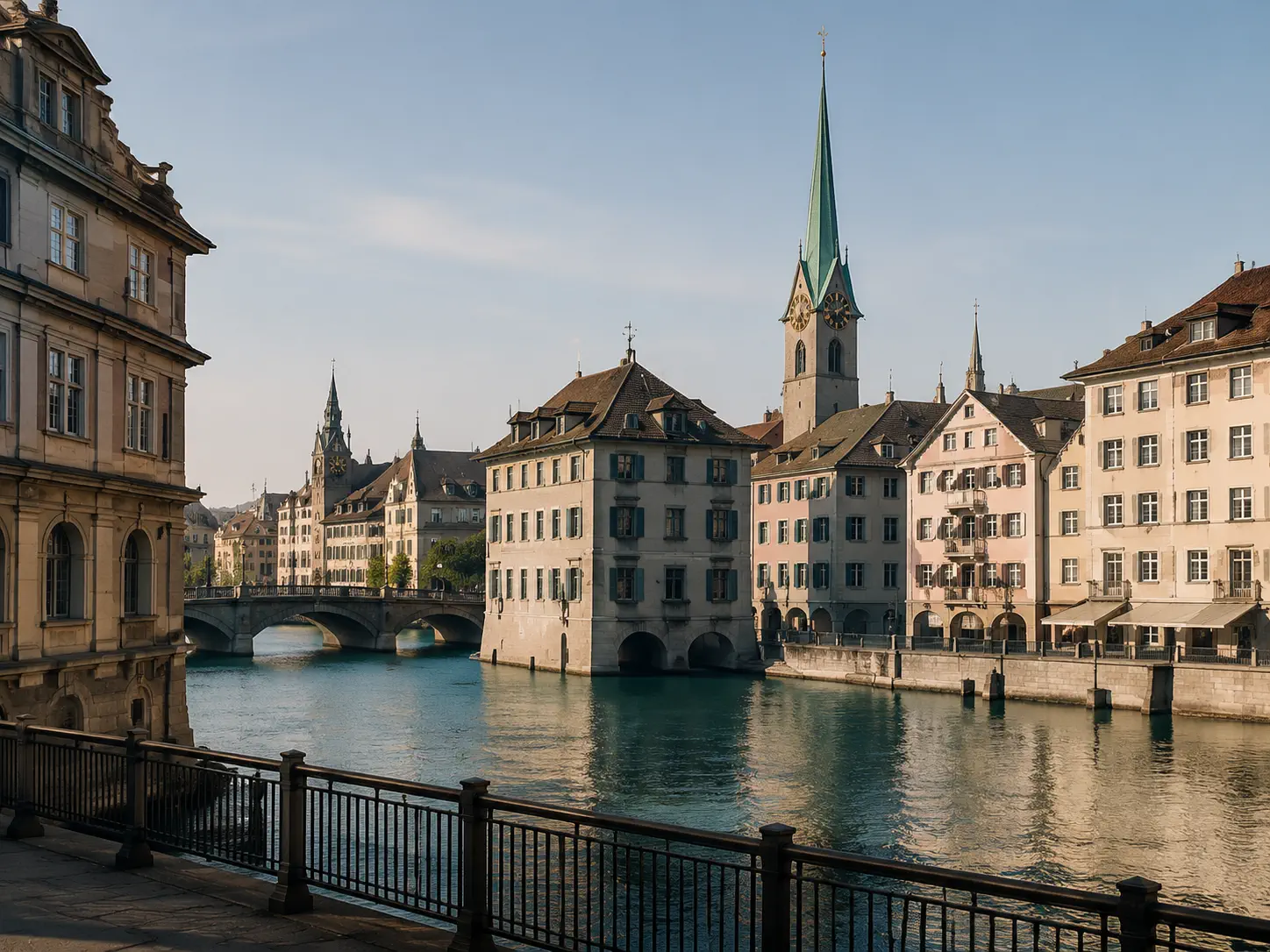 View across the river towards the old town of Z&uuml;rich